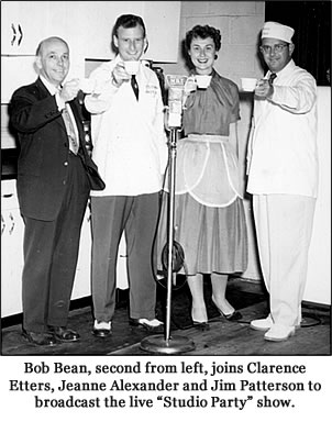 Bob Bean, second from left, joins Clarence Etters, Jeanne Alexander and Jim Patterson to broadcast the live "Studio Party" show. 